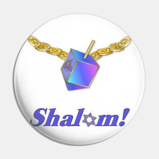 Shalom Gold Coins Hanukkah Pin