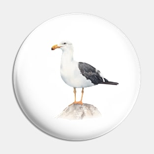 Watercolor seagull art Pin