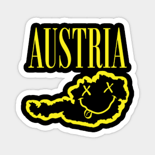 Vibrant Austria: Unleash Your 90s Grunge Spirit! Smiling Squiggly Mouth Dazed Smiley Face Magnet