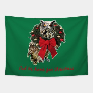 Owl Be Home For Christmas Tapestry