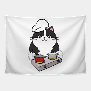 Funny fat cat is a chef Tapestry