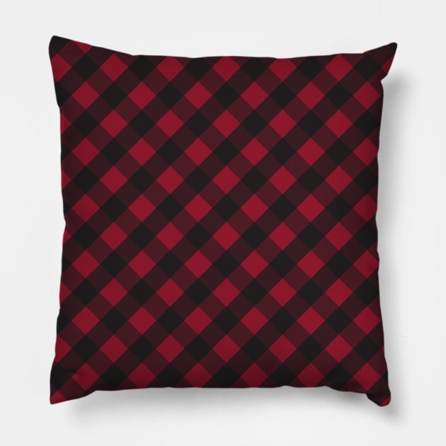 Rich Red and Black Check Gingham Plaid Pillow by squeakyricardo