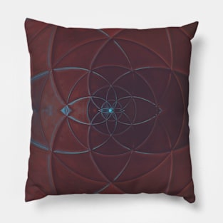 Mosaic Kaleidoscope Flower Orange and Blue Pillow