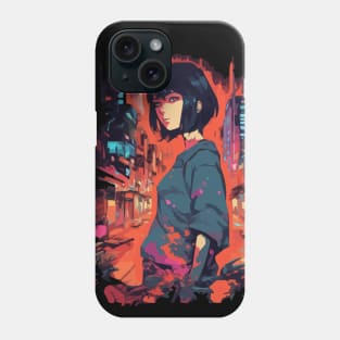 Cyberpunk Anime Aesthetic in Tokyo Japan Phone Case