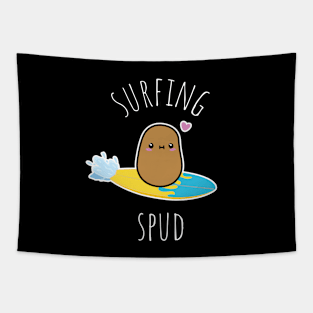 Surfing Spud Funny Surfing Potato Tapestry