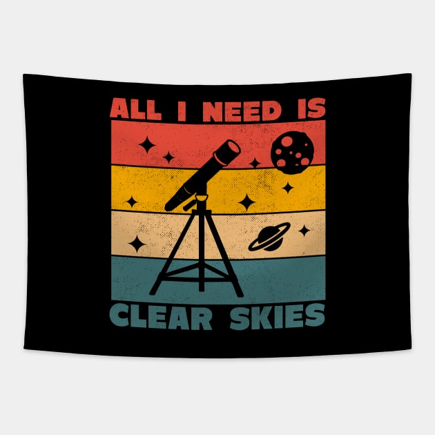 Astrophotography Telescope Clear Skies Tapestry by Foxxy Merch