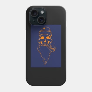 Blue and Orange Mustache Skull Phone Case