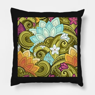 Paisley Print with Vintage Floral Motifs Pillow