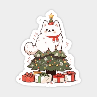 Funny Christmas Tree Cat Magnet