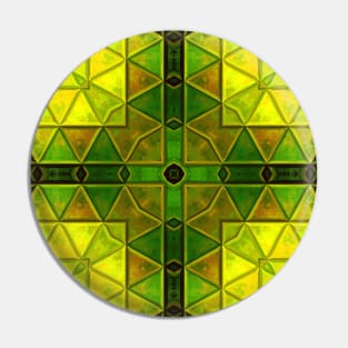 Mosaic Kaleidoscope Flower Yellow and Green Pin