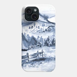 Watercolor Landscape of the Alps Mountains Phone Case