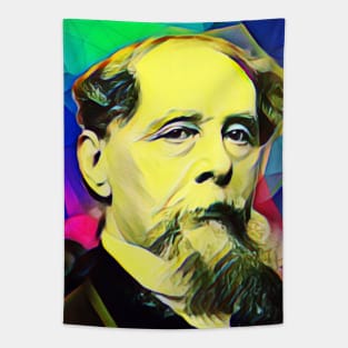 Charles Dickens Colourful Portrait | charlles dickens artwork 6 Tapestry