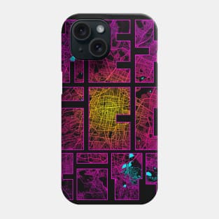 Mexico City Map Typography - Neon Phone Case