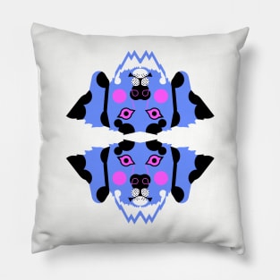 Dalmatian Dog Face, Bold blue Pillow