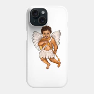 The Best Valentine’s Day Gift ideas 2022, Cupid.... baby angel holding an arrow - curly Afro Hair and gold arrow Phone Case