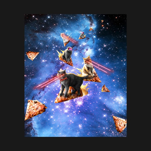 Space Laser Eye Cat Riding Pizza, Galaxy Cats by Random Galaxy