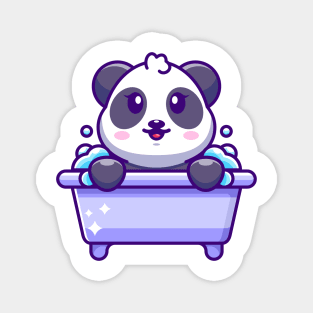 Cute panda in a bathtub cartoon character Magnet