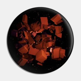Orange Cube Explosion Space Art Pin