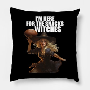 I'm Here For The Snacks Witches Halloween Witch Football Player Pillow