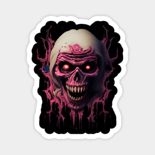 Abstract Digital Art with Pink Skull and Red Eyes Magnet