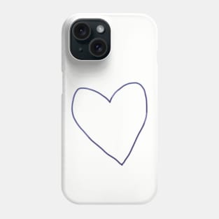 Blue Heart Line Drawing Phone Case