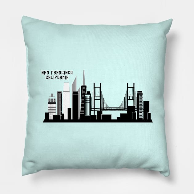 San francisco California skyline Pillow by Travellers