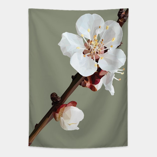 Low Poly Plum Blossom Tapestry by ErinFCampbell