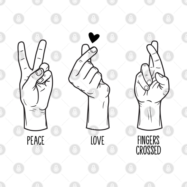 Peace Love Fingers Crossed by Tee Tow Argh 