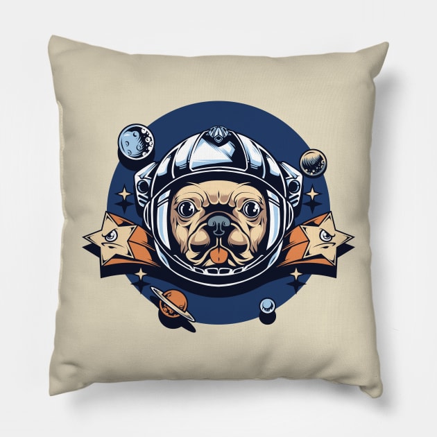 astronaut pug Pillow by Mako Design 