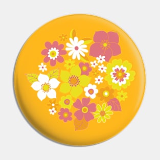 Sunshine flowers - retro floral by Cecca Designs Pin