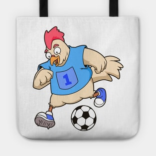 Cartoon chicken playing soccer Tote