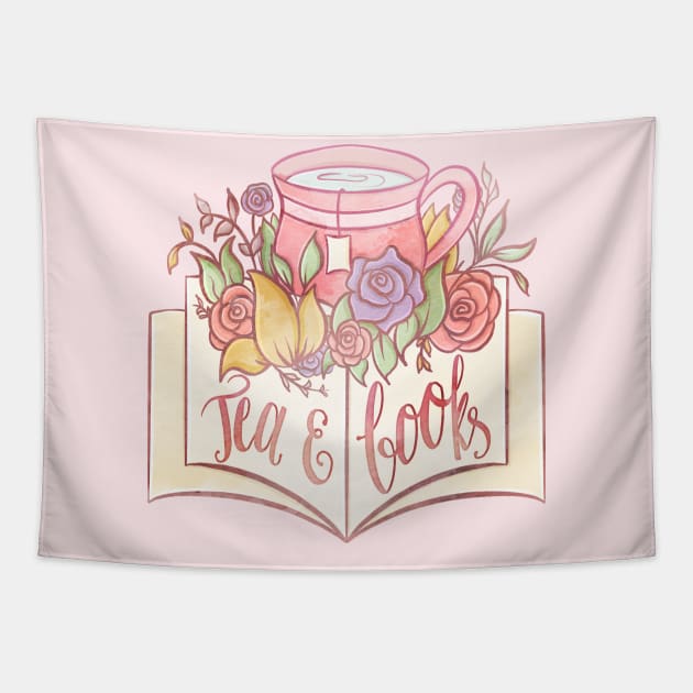 TEA AND BOOKS Tapestry by Catarinabookdesigns