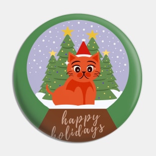 Holiday Cat In A Snow Globe Pin