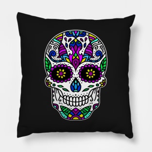 Retro Dia De Los Muertos Shirt. Vintage Sugar Skull with Flowers Cool Dia De Muertos Gift Pillow