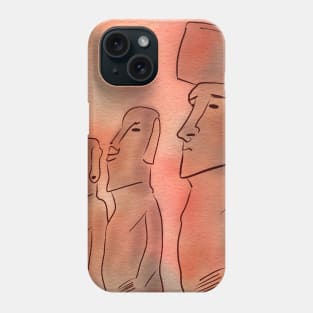 Moai statues watercolor Phone Case