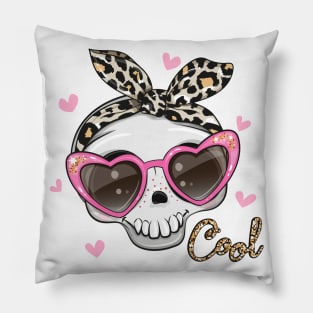 Cute skull with pink glasses Pillow