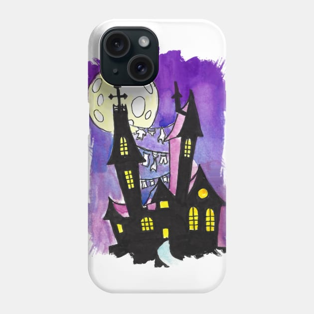 Haunted Castle watercolor Phone Case by Rackham