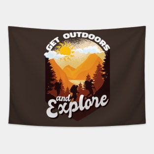 Get Outdoors and Explore Hiking Nature Vintage Wilderness Tapestry