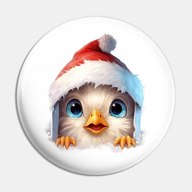 Christmas Peeking Baby Chicken Pin by Chromatic Fusion Studio