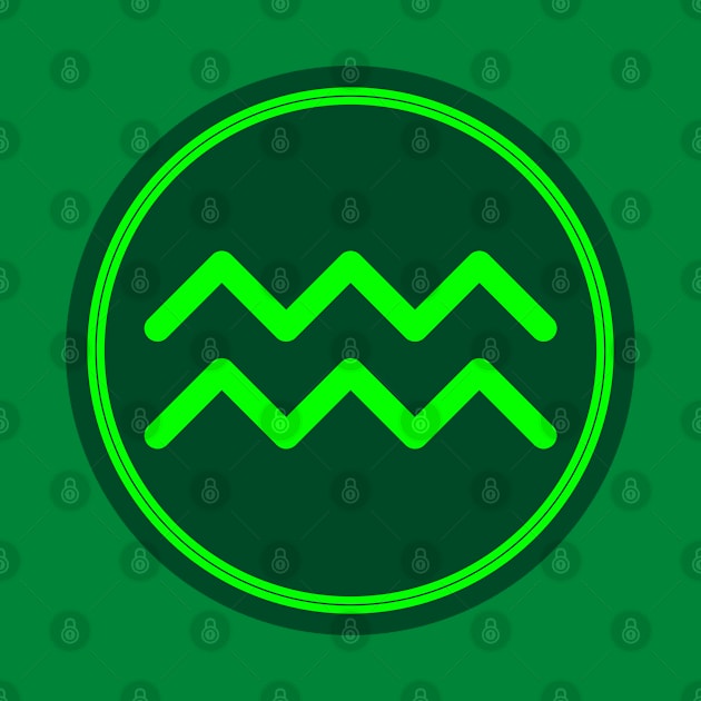 Cool Green Aquarius Symbol by MysticZodiac