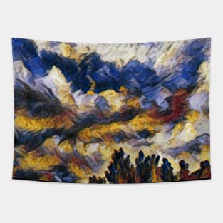 Cloudy Sky With Trees - Painting Style Tapestry