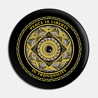 Peace is liberty in tranquility Yellow and Black Mandala art Pin