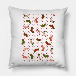 Christmas sock illustration, cute red polka dot holiday pattern 4 Pillow