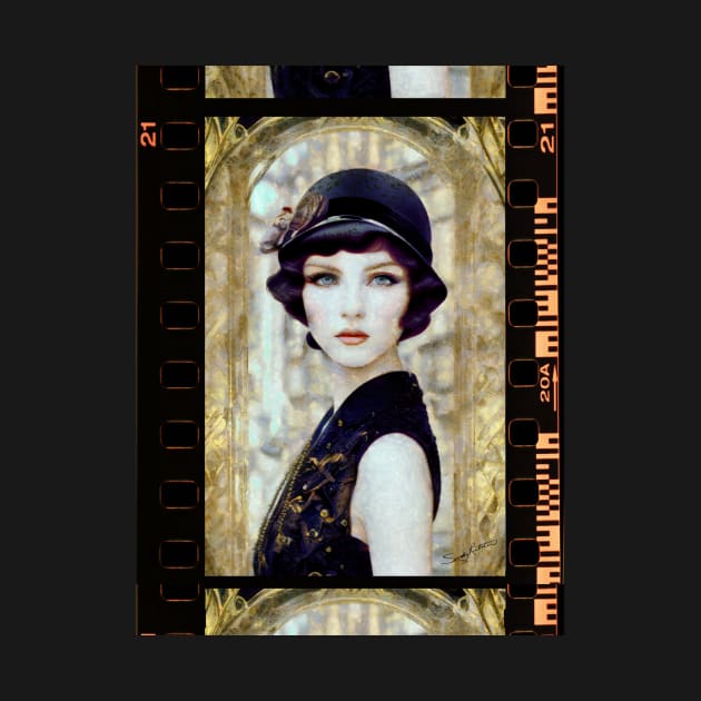 Portrait of Beautiful 1920s Vintage Style Woman by Sandy Richter Art & Designs