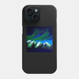 An Aurora borealis sky with beautiful snow capped mountains winter Phone Case