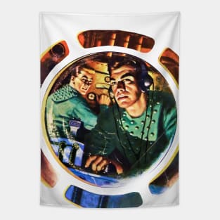 Pilots Crew Astronauts Cockpit Ship Space Rocket Stars Planets Aliens Science Fiction Comic Tapestry