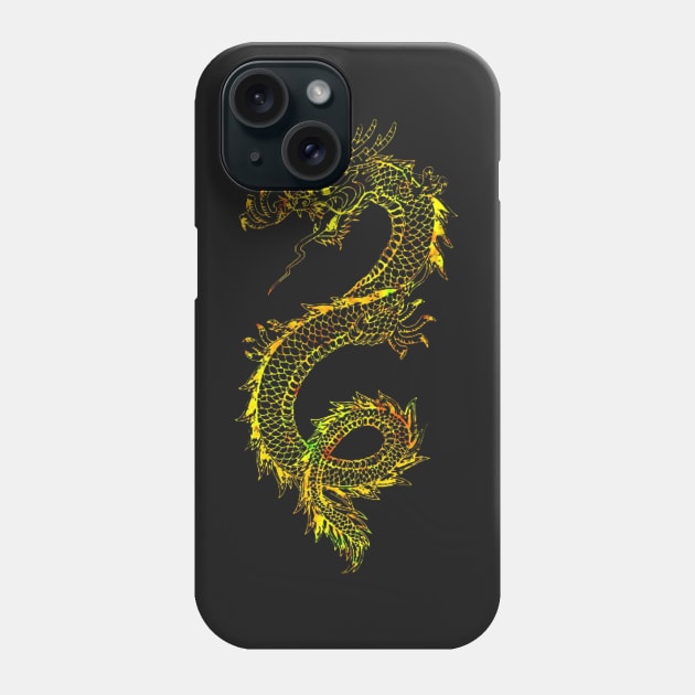 Neon Golden Dragon Phone Case by Alexander S.