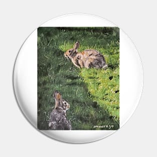 Bunnies in the Grass Pin