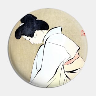 Japanese Woman in Kimono taking care of herself Pin