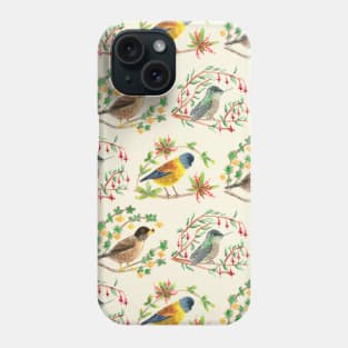 Beautiful wild birds in watercolor for nature lovers Phone Case